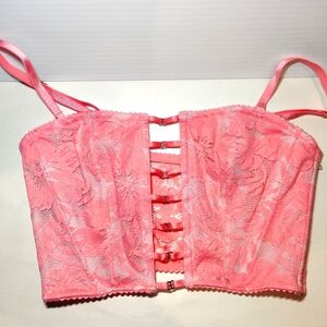 Victoria's secret pink coral strapless pink lace bralette top size S